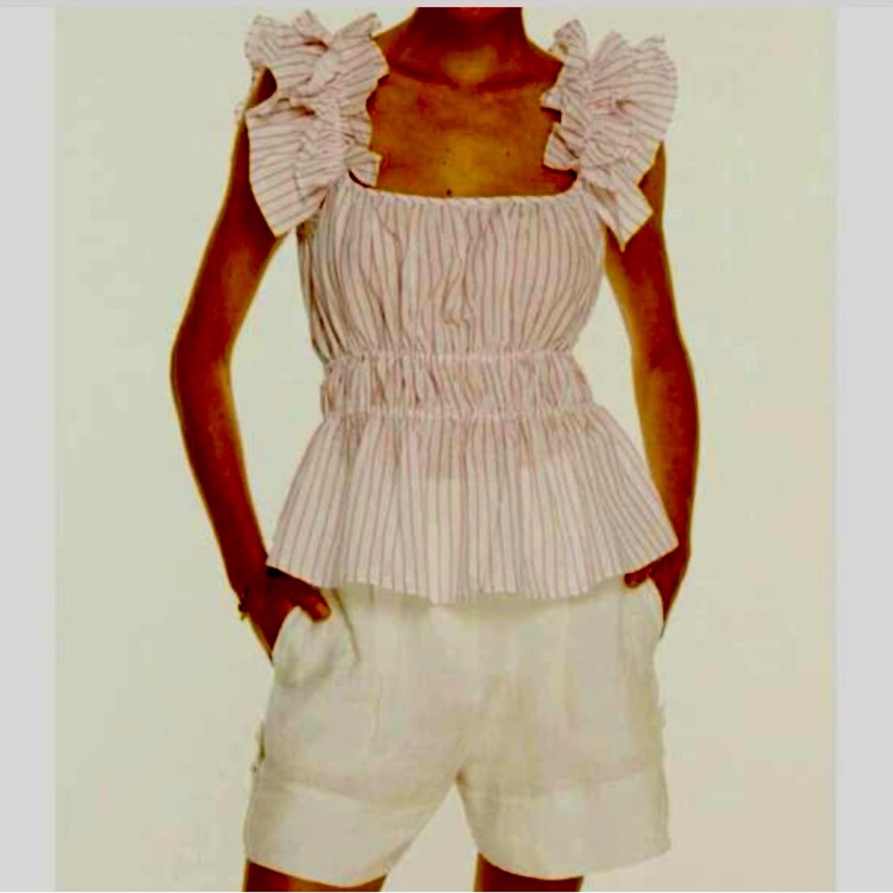 Striped Ruffle Sleeve Blouse - Picture 4 of 4